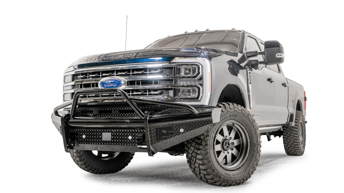 Fab Fours Black Steel Front Bumper with Full Grille Guard - 2023-2026 Ford F-250/F-350