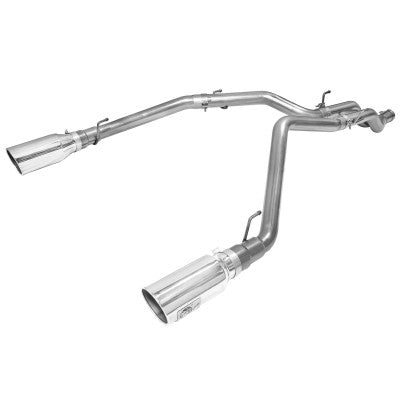 aFe Power Large Bore-HD 3 in 409 Stainless Steel DPF-Back Exhaust System w/ Polished Tip — 2014-2019 Dodge/Ram 1500 EcoDiesel 3.0L V6 (Dual Exit, Dual 6" Tips)