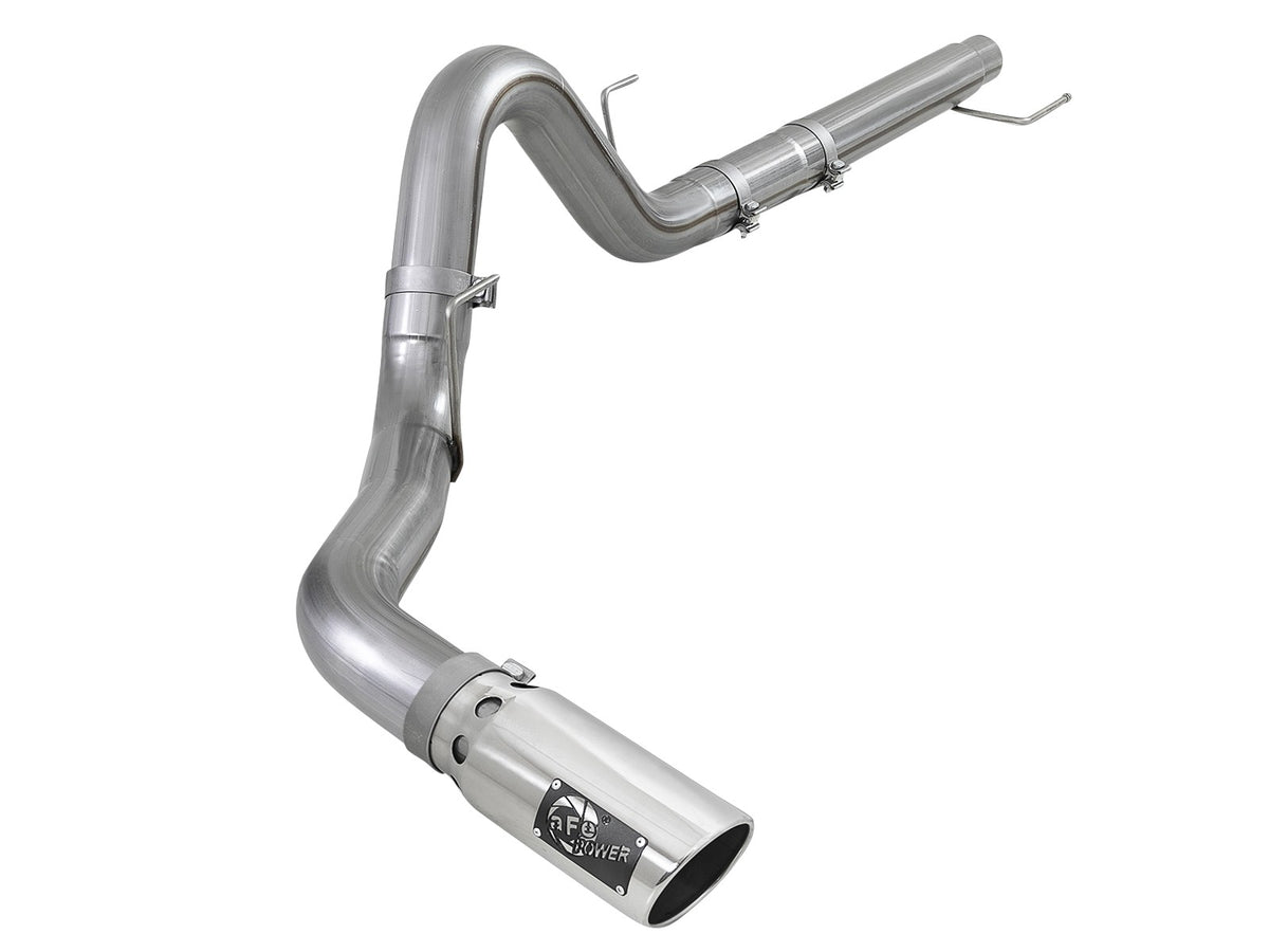 aFe Power Large Bore-HD 4 in 409 Stainless Steel DPF-Back Exhaust System w/ Polished Tip — 2018-2020 Ford F-150 3.0L V6