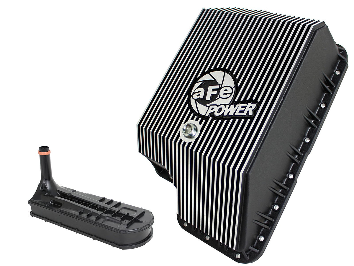 aFe Power aFe Power Pro Series Transmission Pan Black w/ Machined Fins — 1994-2010 Ford 7.3L V8 6.0L 6.4L