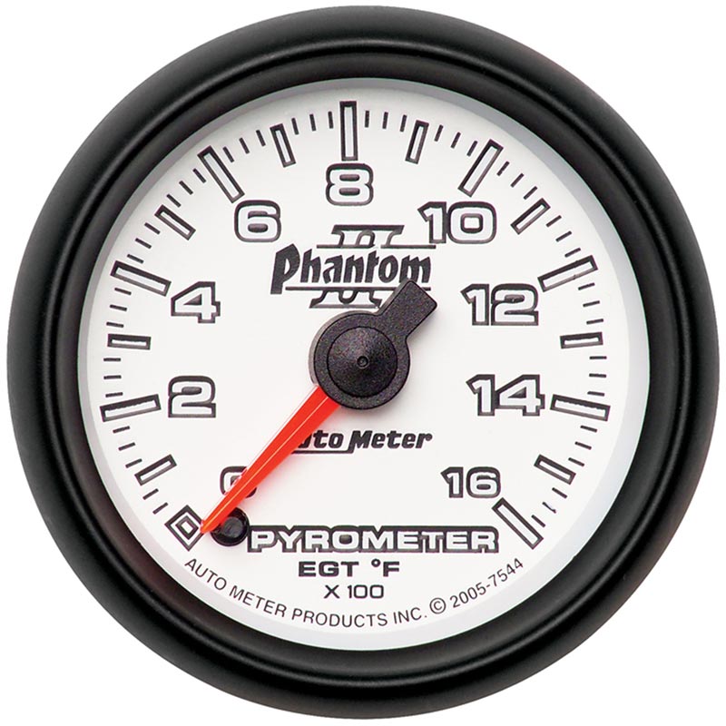 Auto Meter Diesel Truck EGT Gauge Phantom II Pyrometer Gauge Kit 0-1600°F