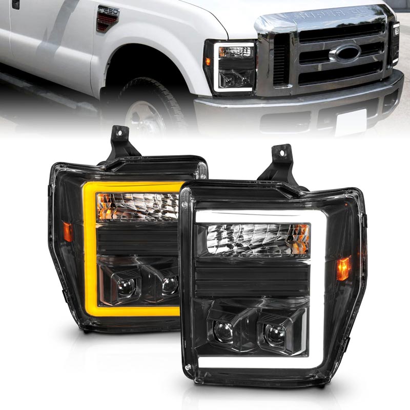 Anzo Black Plank Style Switchback LED Projector Headlights