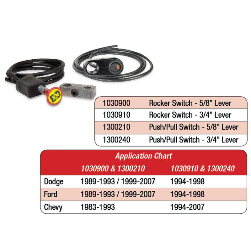BD Diesel Rocker Switch Kit 1030900 - Exhaust Brake, 5/8in Manual Lever