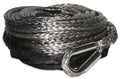 Bulldog Winch Synthetic Rope 20124 - 9.5mm x 75ft, Grey, w/ 6ft Abrasion Sleeve