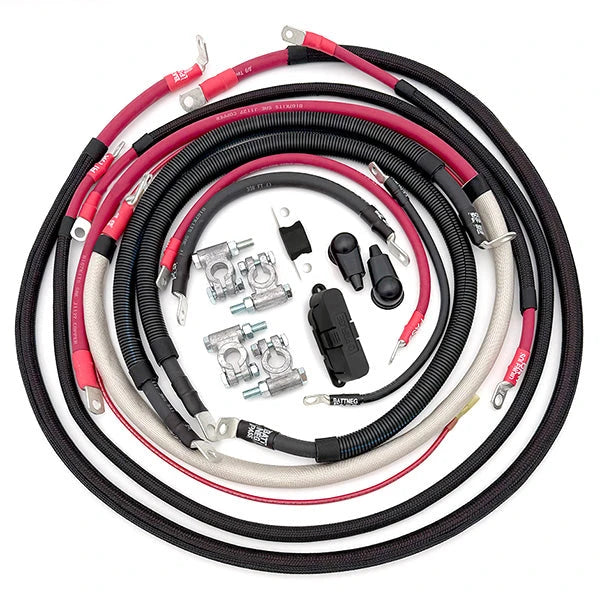 JeepCables Big 7 Battery Cable Kit - Angled 90 Terminals, 2/0 Gauge - 2003-2007 Ford F-250/F-350 6.0L