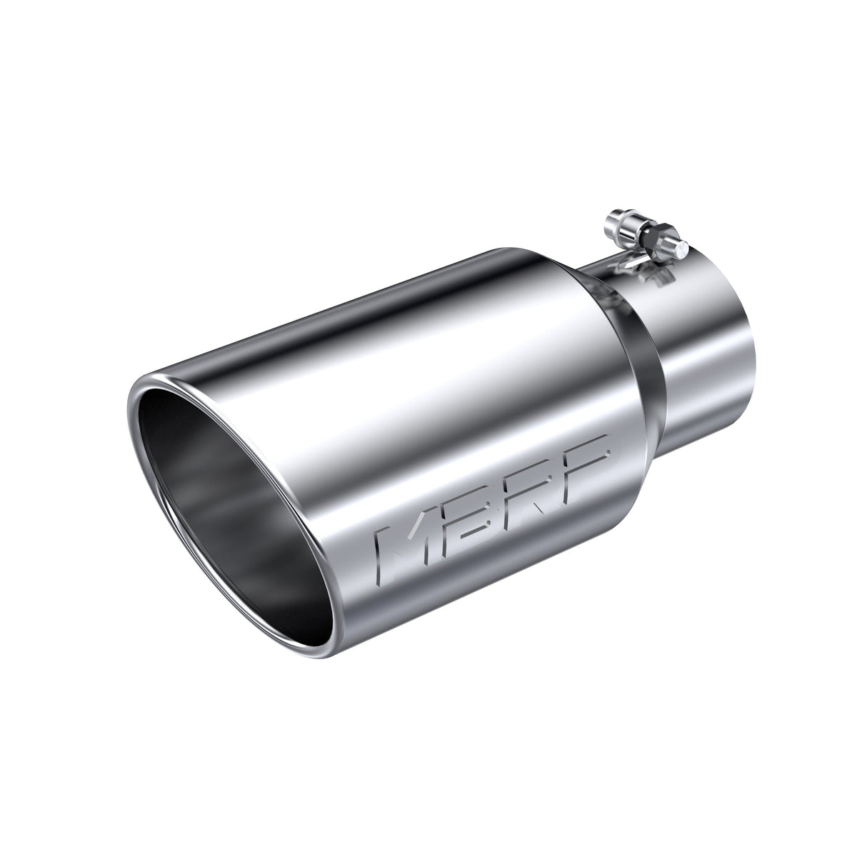 MBRP Exhaust Tip T5073 - T304 Stainless, 6in OD Angled Rolled End, 4in Inlet, 12in