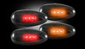 Recon Lighting Super Duty Dually Fender Lenses 4-Piece Set w/ 2 Red LED Lights and 2 Amber LED Lights - Smoked Lens w/ Black Trim — 2011-2023 Ford