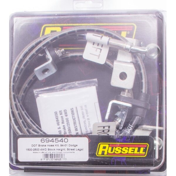 Russell Performance Braided Stainless Steel Brake Hose Kit (Front & Rear) — 1994-1999 & 2003-2006 Dodge Ram 2500/3500