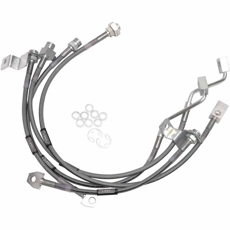 Russell Performance Extended Length Braided Stainless Steel Brake Hose Kit — 1999-2004 Ford F-250/F-350 Power Stroke 6.0L 7.3L